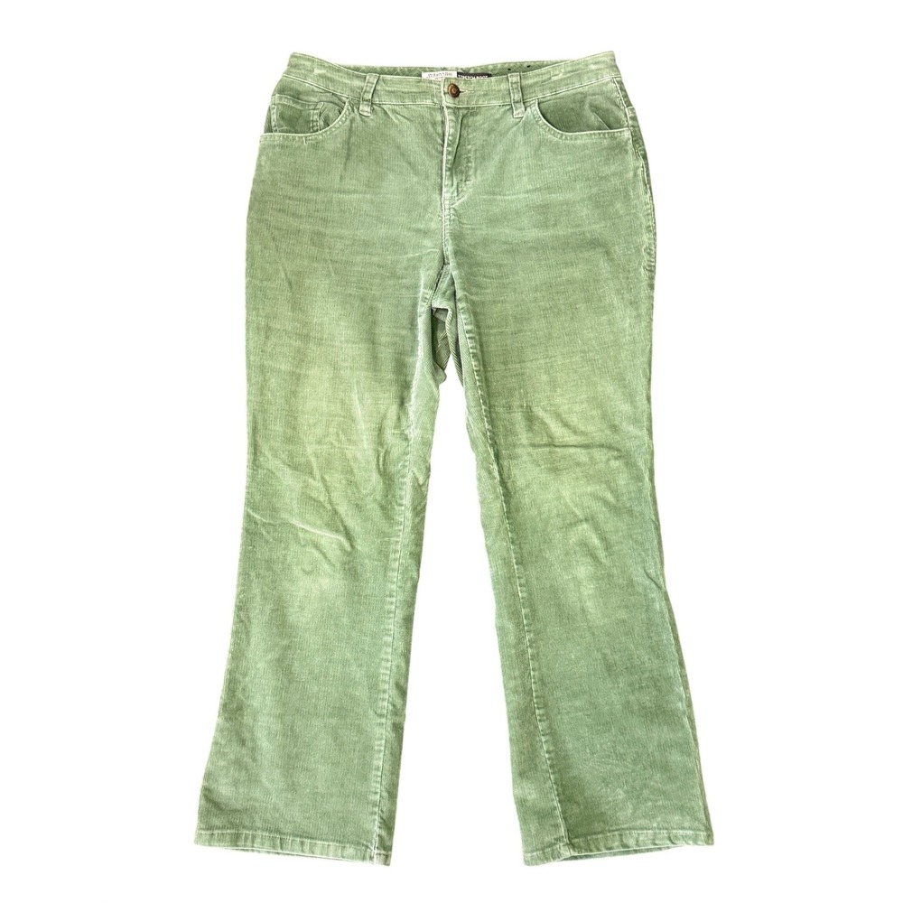 St. John's Bay Sage Green Corduroy Stretch Bootcut Pants Womens 10P Petite
